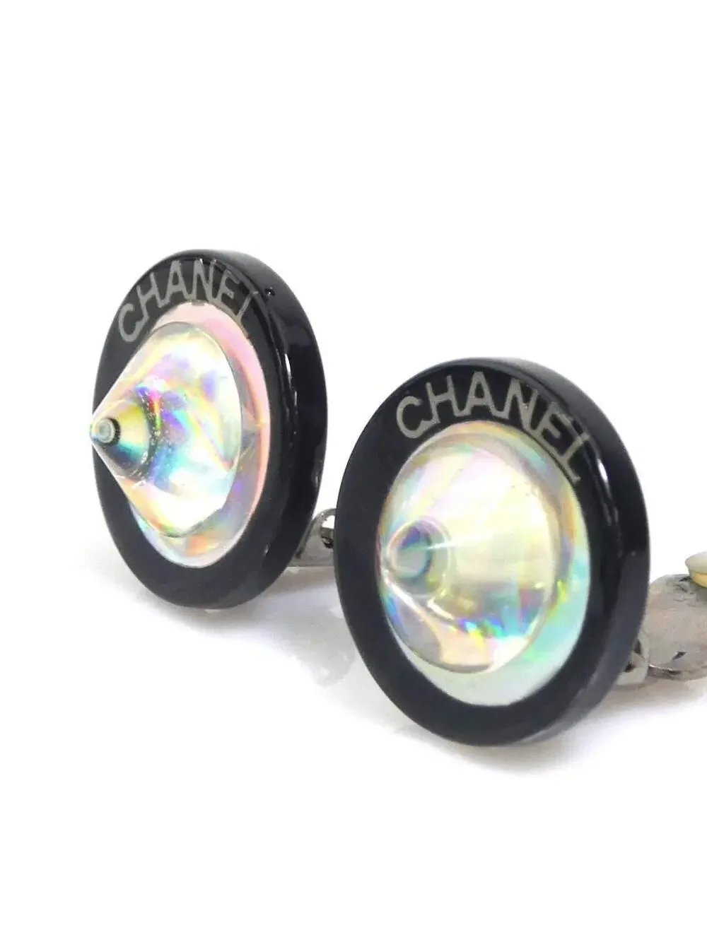 Auth Chanel Logo Clip On Earrings #303101C28B